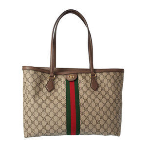 GUCCI Ophidia Supreme GG Tote Shoulder Bag Brown